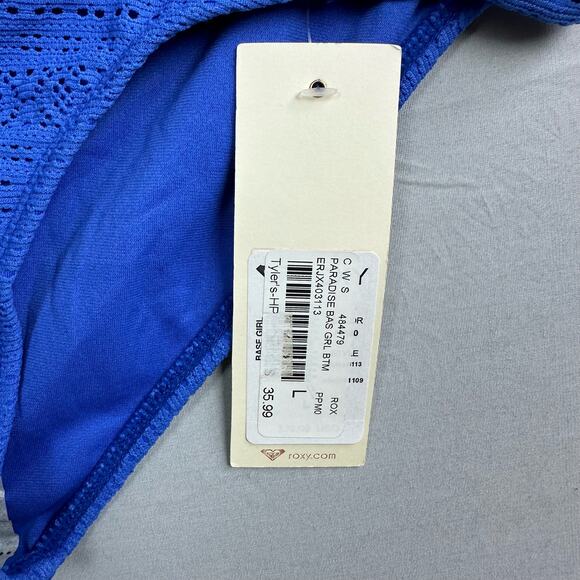 Roxy Paradise Base Girl Bikini Bottom Women’s Large Majorella Blue Crochet - Picture 4 of 7